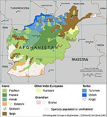 Afganistanin etnis-kielellinen kartta 1997  