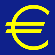 Simbolul oficial al monedei euro cu culorile oficiale