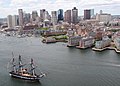 The USS Constitution, still floating, sails into Boston Harbor in the 21st century