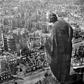 View from the town hall tower to the south after the bombing, photo by Richard Peter