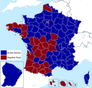 Resultater af anden runde efter afdeling Nicolas Sarkozy Ségolène Royal