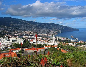 Orașul Funchal, capitala insulei Madeira.  