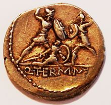 Sword fight on denarius, Roman Republic, ca. 103 BC, Albert No. 1123