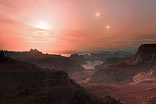 艺术家对Gliese 667 Cc的表面可能是什么样子的构思