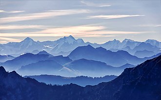 Rising from the rather rounded, forested low mountain ranges to the most rugged summit regions of the high mountains (mountain view in Nepal)