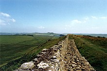Section 39: South of tower site 39B (Windshields Crag) the original width of the wall can be seen