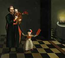 Hanukkah celebration in an 18th century painting by an unknown painter in a private collection