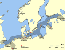 Belangrijkste handelsroute van de Hanze