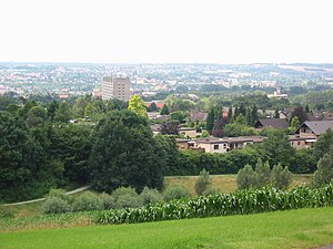 View from the Hamscheberg at the Vlothoer Straße to the north of Herford. In the middle the clinic before the renovation.
