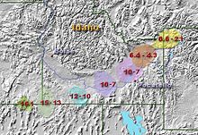 Yellowstone hotspot locations as you cross the Snake River Plain.