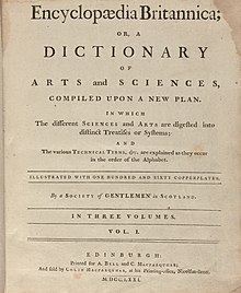 Titelbladet til den første udgave af Encyclopædia Britannica