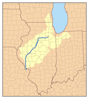 Mapa da bacia hidrográfica do rio Illinois.