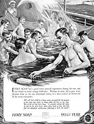 An ad for soap showing ordinary behavior for men in the 20th century