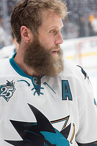 Joe Thornton, capitão suplente dos San Jose Sharks de 2006 a 2010 e desde 2014