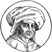Træsnit af Josquin des Prez fra 1611, kopieret fra et nu forsvundet oliemaleri, der blev malet i hans levetid.