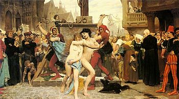 Žila Arēna Garnjēra (Jules Arsène Garnier) Le supplice des adultères parāda laulības pārkāpēju sodīšanu.
