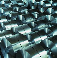 Steel strip wound into coils