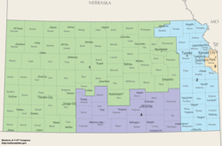 Os distritos congressionais do Kansas desde 2013