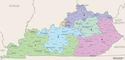 Os distritos congressionais do Kentucky desde 2013