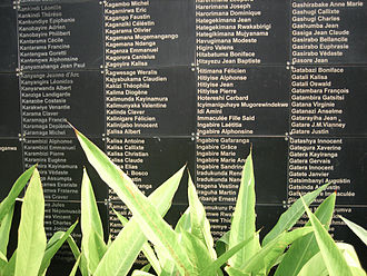 Wall of names of the dead at Kigali Memorial Center