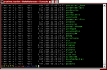 Typical Unix input window for command line commands, also called terminal or Unix shell. Shown is the listing of the contents of a folder after entering the Unix command ls -l