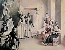 Franz Schubert at the piano, watercolour by Leopold Kupelwieser (The Fall of Man, 1821, Wien Museum, Vienna).
