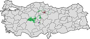 Mappa dei Curdi dell'Anatolia centrale