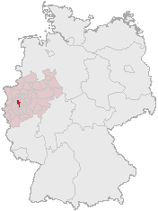 Poziția orașului Düsseldorf în Germania.  