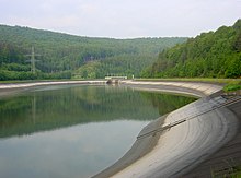 Lower basin of the Langenprozelten pumped storage power station