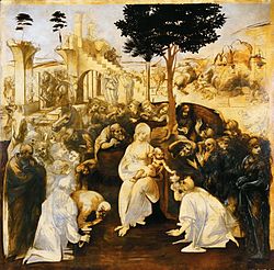 De tre kongers tilbedelse , (1481) i Uffizilgalleriet  