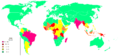 New cases of leprosy, in 2003. The darker the color, the more cases.