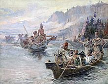 Charles Marion Russellin kirjoittama Lewis ja Clark Lower Columbian rannikolla.  
