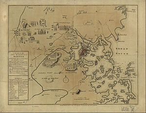 Karte der Belagerung von Boston und der Gefechte von Lexington und Concord
