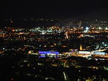 Linz at night seen from the Pöstlingberg