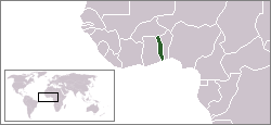Map showing the location of Togo