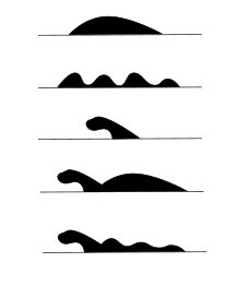 Schematic representation of the various forms in which the Loch Ness Monster is sighted.