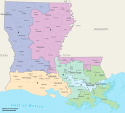 Os distritos congressionais da Louisiana desde 2013