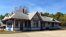 Fostul depozit al căii ferate Missouri, Kansas &amp; Texas Railway, construit în 1894  