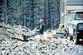 The geologist, David Johnston, on the side of Mount St. Helens.