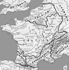 Mapa da Gália cerca de 58 a.C.
