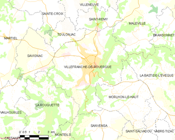 Map of the commune Villefranche-de-Rouergue
