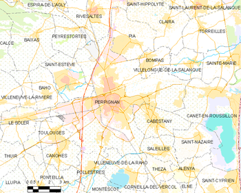 Map of the commune of Perpignan