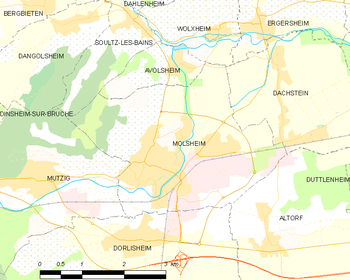 Map of the commune of Molsheimu