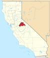 State map highlighting Tuolumne County