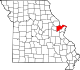 A state map highlighting St. Charles County in the eastern part of the state.