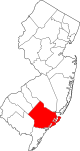State map highlighting Atlantic County