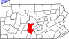 State map highlighting Huntingdon County