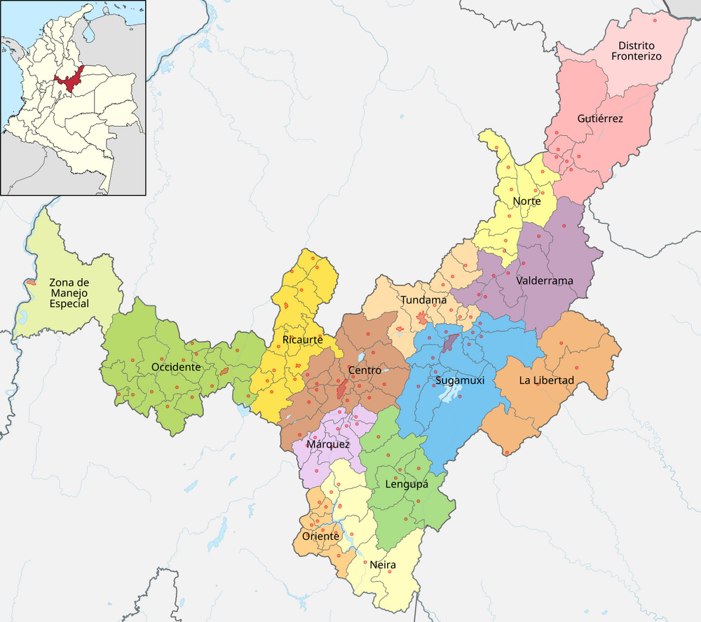 Provinser i departementet Boyacá  