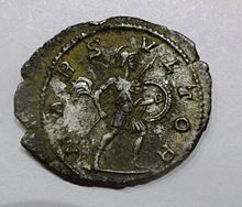 Mars Ultor on an Antoninian of Alexander Severus, reverse