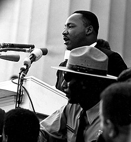 Martin Luther King gives his "I Have a Dream" speech